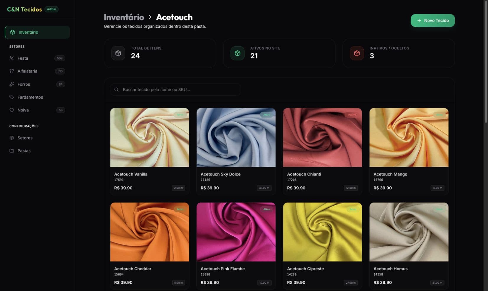 Inventário Acetouch do sistema de estoque C&N